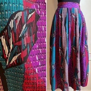 Vintage 100% Silk Floral Midi Skirt